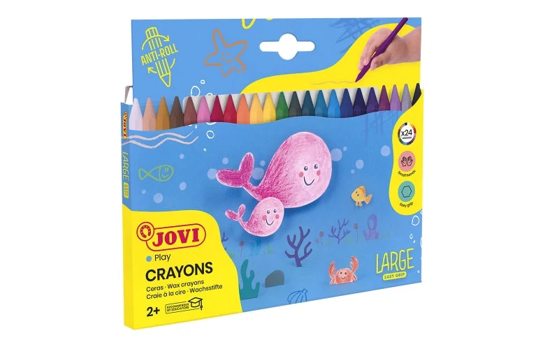 Jovi Large Easy Grip Ceras Plasticas Hexagonales - Facil de Sacar Punta - No Mancha - Ide