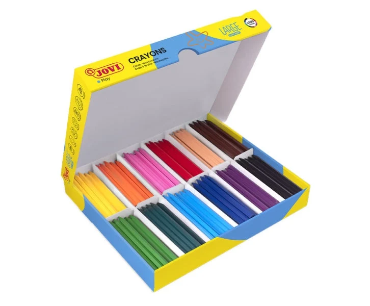 Jovi Large Easy Grip Caja de 300 Ceras Plasticas Hexagonales - Uso en Papel y Cartulina - No Manchan