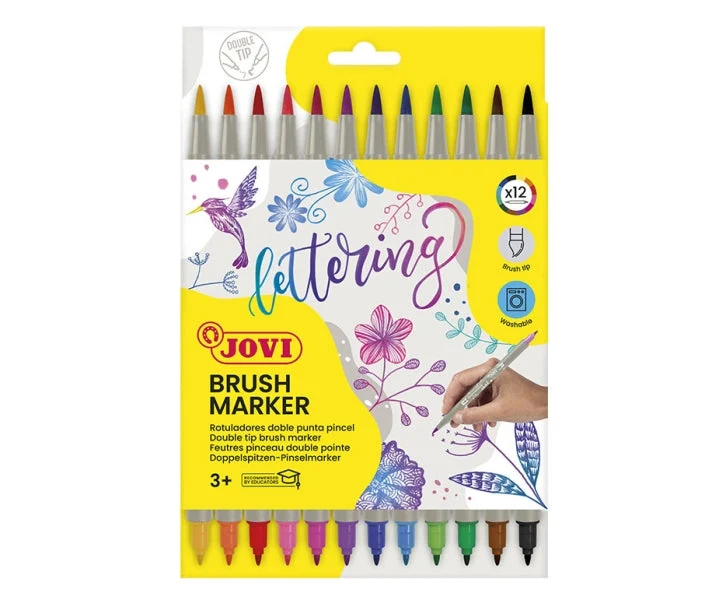 Jovi Brush Marker Rotuladores Doble Punta - Punta Pincel 4,5mm y Punta Rigida 2,5mm - Tin