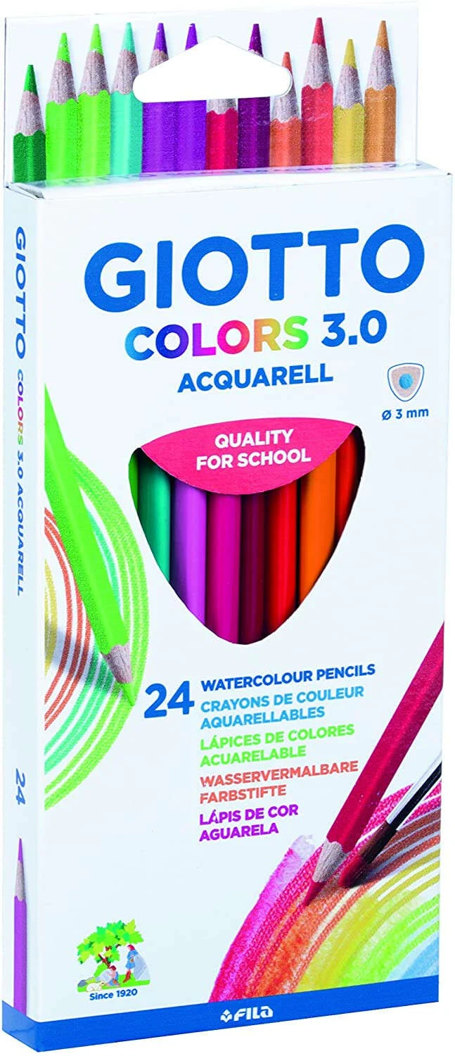 Giotto Colors Acquarell 3.0 Lapices Triangulares de Colores Acuarelables - Mina 3 mm - Ma