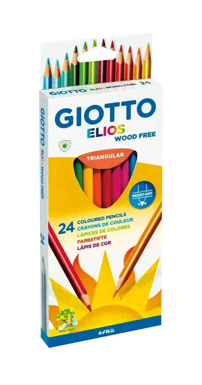 Giotto Elios Giant Wood Free Lapices Triangulares de Colores - Sin Madera - Mina 5 mm - C