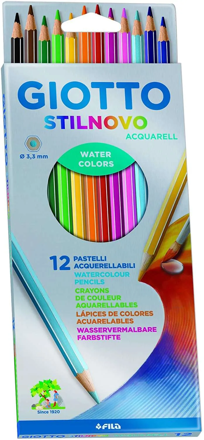Giotto Stilnovo Acquarell Lapices de Colores Acuarelables Hexagonales - Mina 3.3 mm - Mad
