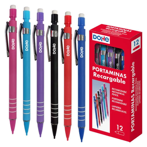 Dohe Portaminas Recargable con Cuerpo de Plastico - Zona Estriada para Agarre - Clip Metalico - Puls