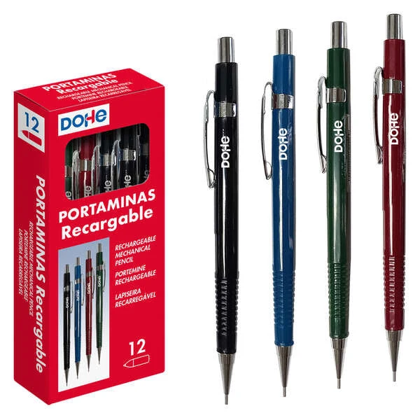 Dohe Portaminas Recargable - Cuerpo de Plastico - Zona Estriada para Agarre - Clip, Pulsador y Punta