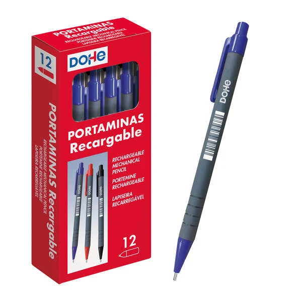 Dohe Portaminas Recargable con Cuerpo de Plastico - para Minas de grafito de 0.5mm - Punta Acolchada