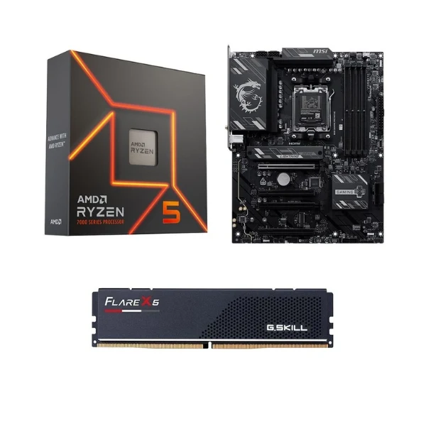 Kit para PC: Procesador AMD Ryzen 5 7600X 6 Núcleos 4.7GHz 32MB Cache + Tarjeta Madre MSI B850 Gaming Pro WiFi6E Socket AM5 DDR5 ATX + Memoria RAM G.Skill 16 GB DDR5-6000 Black