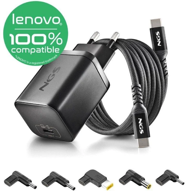 Cargador NGS BUD65W-L GaN 65W USB-C con 5 adaptadores Lenovo