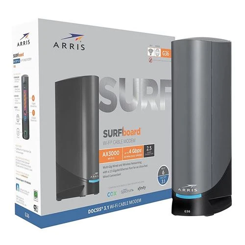 modem/router Arris Enterprises G36 DOCSIS 3.1 Dual AX3000 Cable Modem/WiFi Router Combo 32 x 8 Bonded Channels