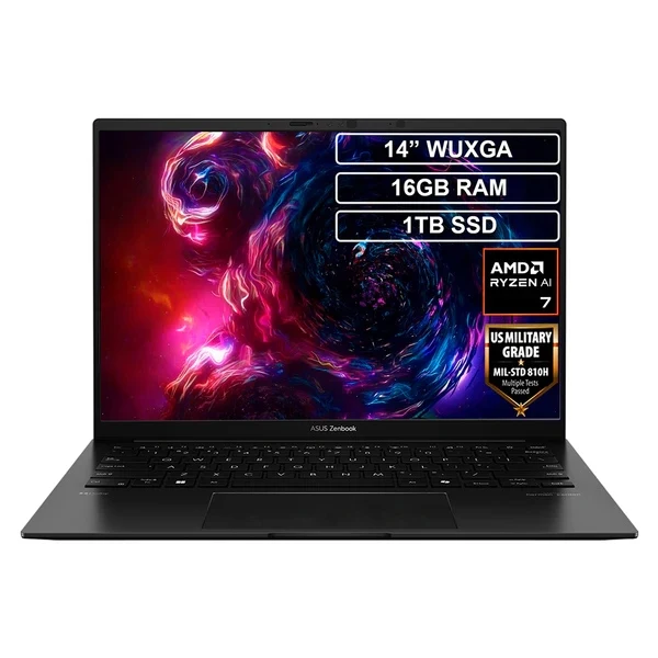 Laptop ASUS Zenbook 14 OLED - AMD Ryzen 7 8840HS - 16GB LPDDR5X - 1TB SSD - AMD Radeon 860M - UM3406HA-QD166