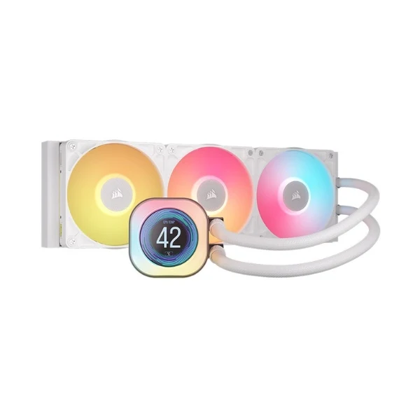 Enfriador Líquido Corsair iCUE LINK RGB TITAN 360 RX LCD 360mm All in One – Blanco