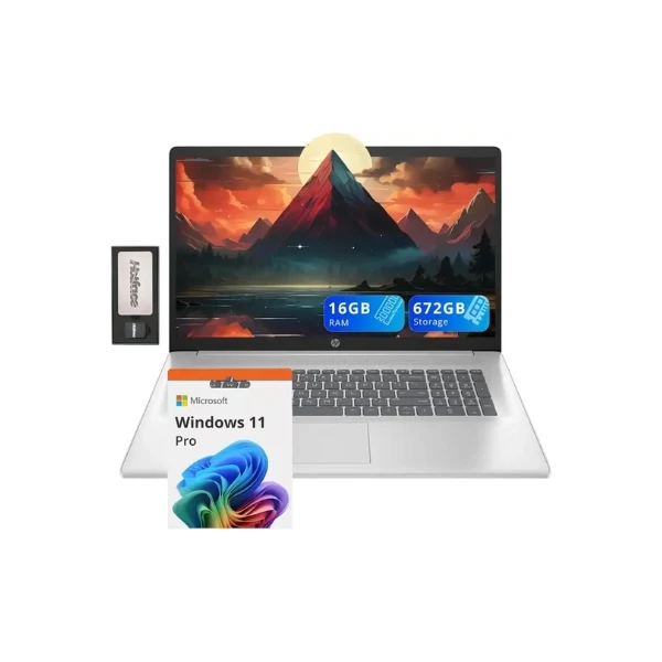 Laptop HP FHD IPS Business AMD Ryzen 5 7430U 16GB RAM 512GB SSD +160GB Docking Station Set 17.3" AMD Radeon Win 11 Pro - Silver