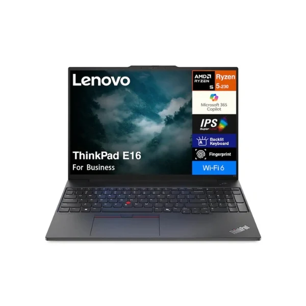 Laptop Lenovo ThinkPad E16 AMD Ryzen 5 230 64GB RAM 4TB SSD 16" AMD Radeon Windows 11 Pro - Black