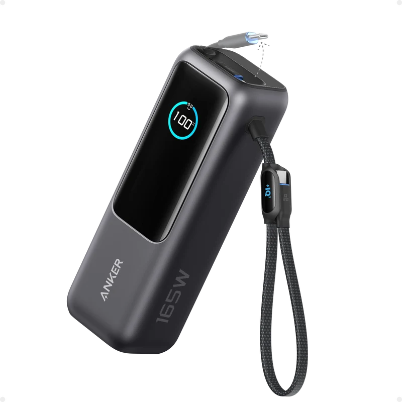 Power Bank Anker 65W con USB-C Integrado y Cable Retráctil