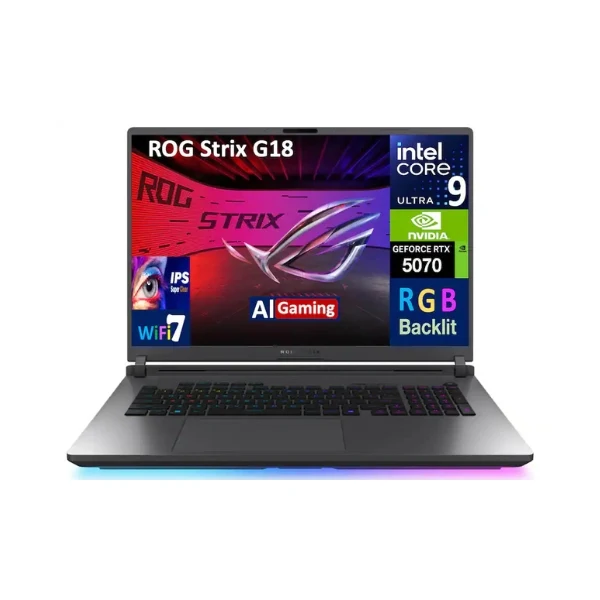 Laptop ASUS ROG Strix G18 Intel Core Ultra 9-275HX 64GB RAM 2TB SSD 18" NVIDIA GeForce RTX 5070 Win 11 Pro - Eclipse Gray