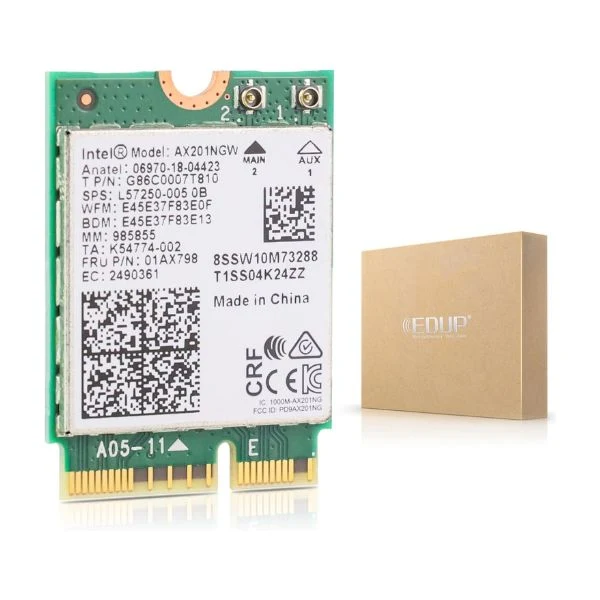Tarjeta inalámbrica Intel AX201NGW Wi-Fi 6 M.2: CNVio2, Bluetooth 5.2, 2400Mbps 2.4 GHz 5 GHz,