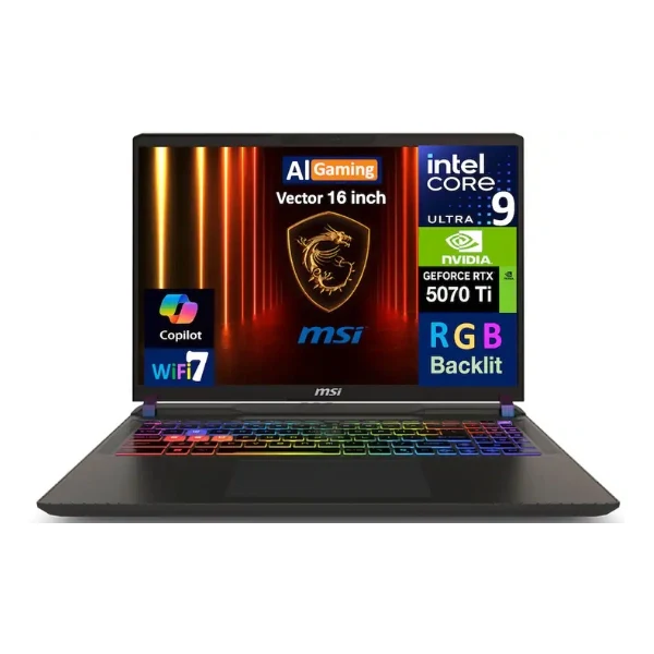 Laptop gaming MSI Vector A2XWHG-060US Intel Core Ultra 9-275HX 64GB RAM 2TB SSD 16" NVIDIA GeForce RTX 5070 Ti Win 11 Pro - Cosmo Gray