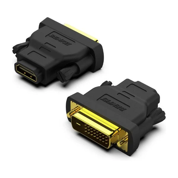 Adaptador BENFEI DVI a HDMI Bidireccional - DVI-D Macho a HDMI Hembra - Chapado en Oro - 1080p Full HD - Paquete de 2