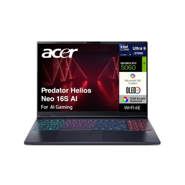 Laptop gaming Acer Predator Helios Neo 16S Intel Core Ultra 9 275HX 64GB RAM 2TB SSD 16" NVIDIA GeForce RTX 5060 Win 11 Pro - Obsidian Black