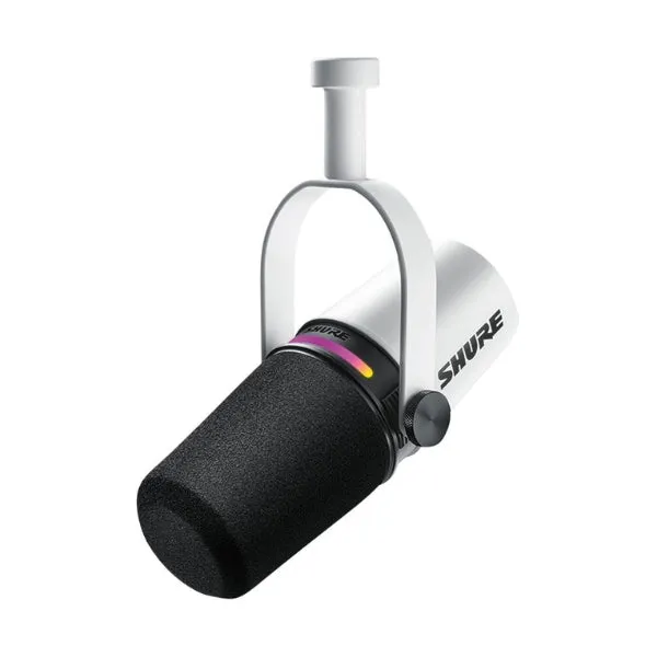Micrófono dinámico Shure MV7+ para podcast – Blanco