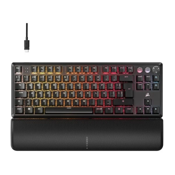 Teclado Gaming Cableado CORSAIR K70 PRO TKL Hall Effect RGB Programable con Switches Magnéticos - CH-911911G-NA - Negro