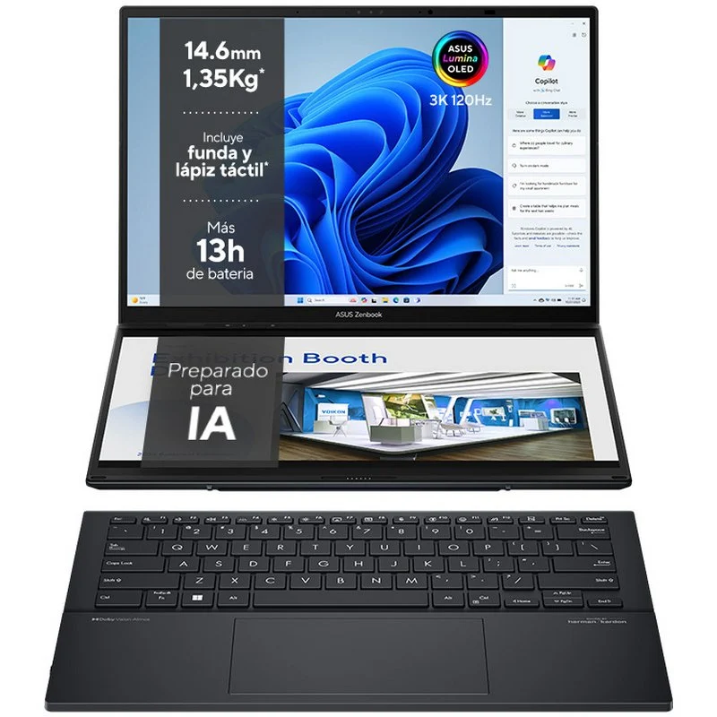Asus ZenBook Duo UX8406CA-QL336W - 14" - Intel Core Ultra 7-255H - 32GB - 1TB SSD - Táctil - Windows 11