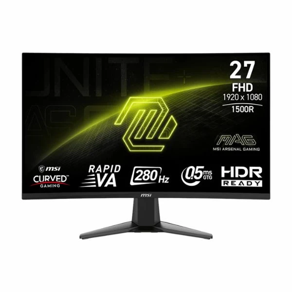 Monitor MSI Gaming Curvo MAG 276CXF - 27" - Full HD - 1920x1080 - 280Hz - RAPID VA - 2xHDMI-DP - Negro