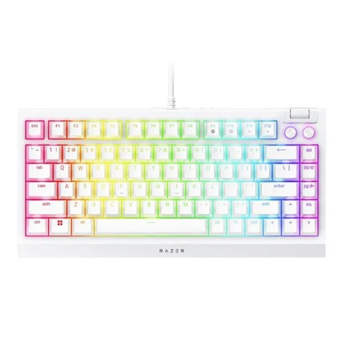 Teclado Gaming Razer BlackWidow V4 75% Wired Mechanical (Orange Switches) Blanco