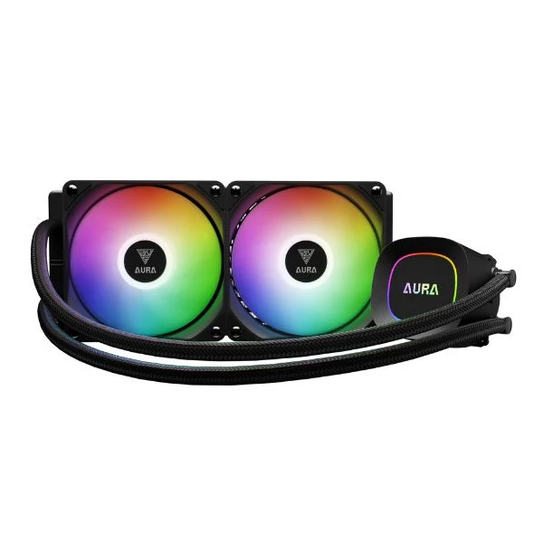 Enfriador Líquido Gamdias AURA GL240 Lite RGB - Compatibilidad LGA1851/AM5 - Radiador 240mm - PWM Silencioso - Negro