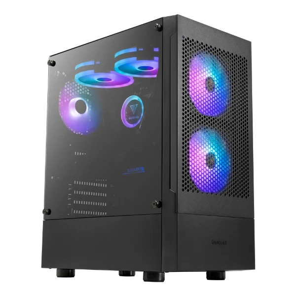 Case Gamdias Gaming Talos E3 Mesh ATX - 3x Ventiladores ARGB 120mm - Panel Frontal Malla - Lateral Vidrio Templado - Negro