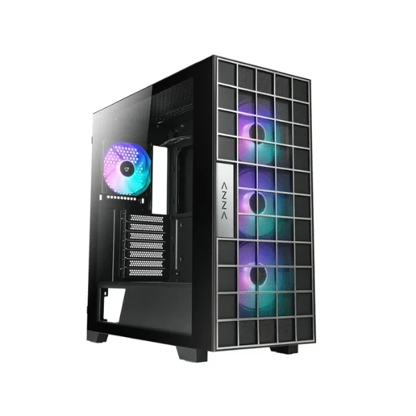 Case gaming AZZA NEO 500 CSAZ-500 - Mid Tower - E-ATX - Negro - 2x USB 3.0 + Type-C - HD Audio - 4x Fan ARGB - Vidrio Templado