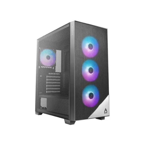 Case gaming AZZA AERO 480 CSAZ-480 - Mid Tower - E-ATX - Negro - 2x USB 3.0 - HD Audio - 4x Fan ARGB - Lateral Malla Deslizable