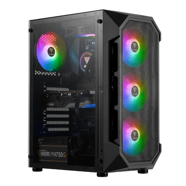 Case gaming GAMDIAS Aura GC1 - Mid Tower - ATX - 4x Fan ARGB - Vidrio Templado - Negro