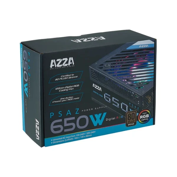 Fuente de Poder AZZA 650W - 80 PLUS Bronze - No Modular - ATX