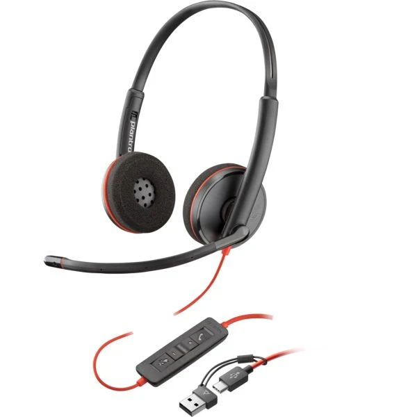 Audífonos HP USB-C Poly Blackwire 3220 - Con Adaptador USB-C/A - 8X228A6