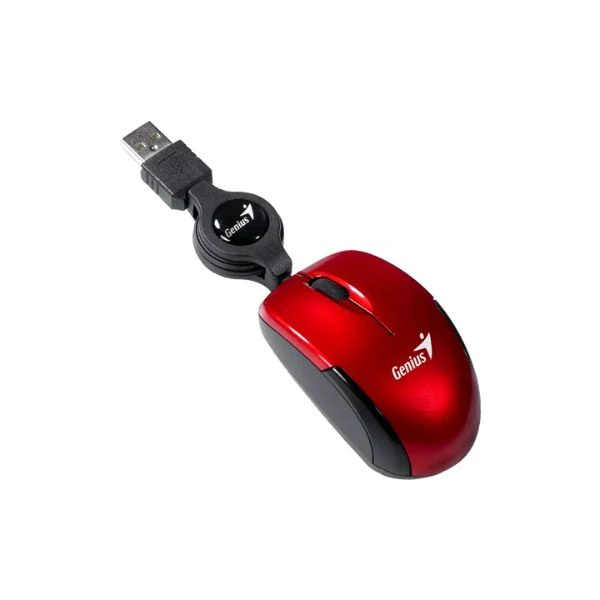 Mouse Genius Micro Traveler V2 - 1200DPI - 3 Botones - USB Retráctil - Rojo