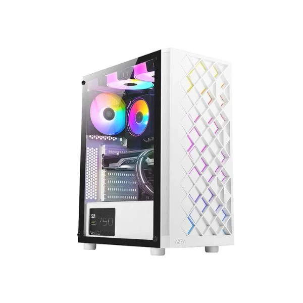 Case gaming AZZA SPECTRA 280W - Mid Tower - ATX - Blanco - 3x USB - HD Audio - Fan ARGB - Vidrio Templado