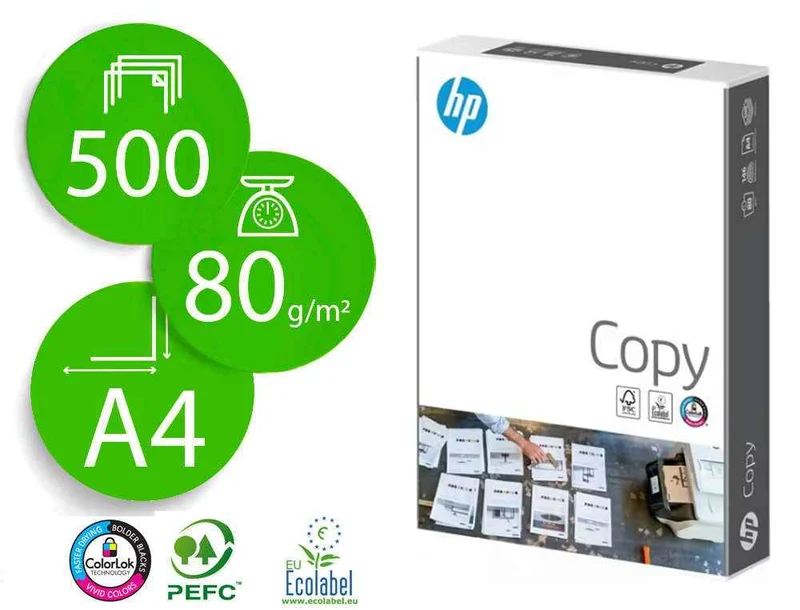 HP Copy Papel A4 80gr 210x297mm (500 Hojas) Blanco - Cantidad: 5