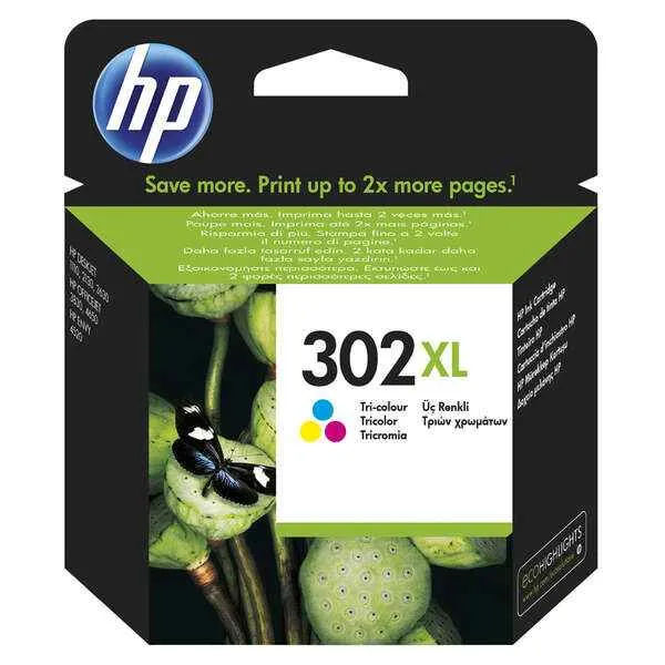 HP 302XL Cartucho de Tinta Color Original - F6U67AE para Impresoras