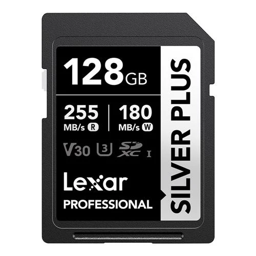 Tarjeta de Memoria Lexar 128GB Professional SILVER PLUS UHS-I SDXC Class 10 U3 V30 Flash Memory Card Plata