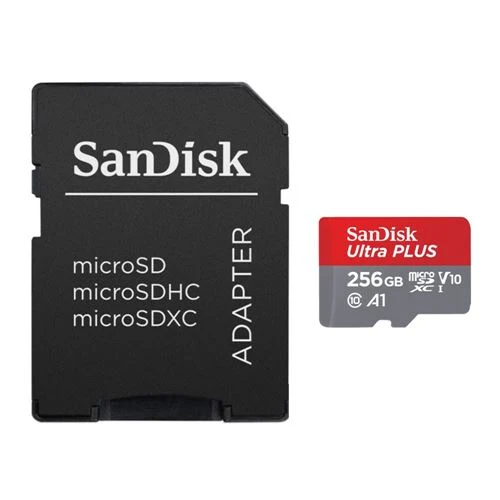 Tarjeta de Memoria Sandisk 256GB Ultra PLUS MicroSDXC Class 10 / U1 / UHS-1 / V10 Flash Memory Card
