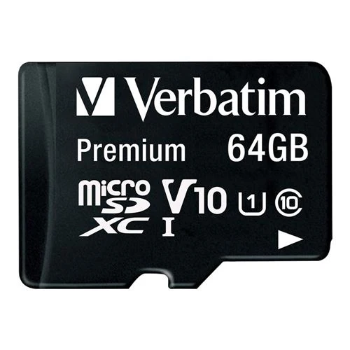 Tarjeta de Memoria Verbatim 64GB Premium MicroSDXC Class 10 / UHS-1 Flash Memory Card