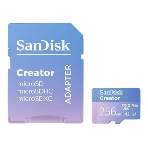 Tarjeta de Memoria Sandisk Creator Series 256GB microSDXC Card UHS-I Flash Memory Card Class 10 U1 V30 A2 Micro SD Card
