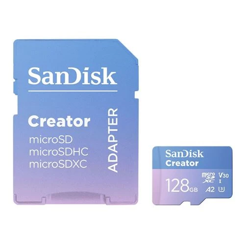 Tarjeta de Memoria Sandisk Creator Series 128GB microSDXC Class 10 UHS-I Flash Memory Card
