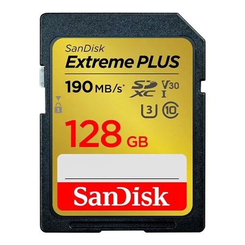 Tarjeta de Memoria SanDisk Extreme PLUS 128GB SDXC UHS-I U3 V30 4K