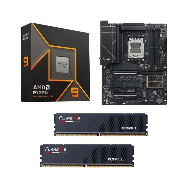 Kit para PC: Procesador AMD Ryzen 9 9950X 16 Núcleos 4.3GHz 64MB Cache + Tarjeta Madre ASUS B850 Creator ProArt WiFi Socket AM5 DDR5 ATX + Memoria RAM G.Skill Flare X5 Series 32 GB DDR5-6000