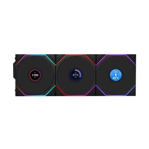 Fan Cooler Lian Li UNI FAN TL LCD FLEX Fluid Dynamic Bearing 120mm (3 Pack) - Negro - RGB