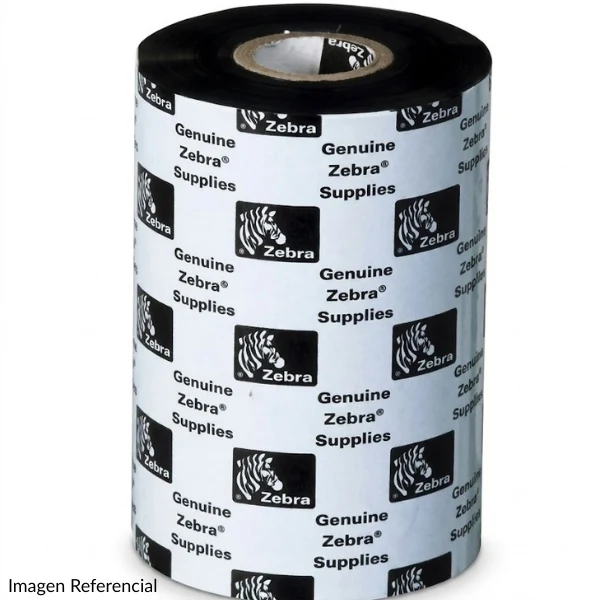 Cinta Ribbon de Cera Zebra 1600 Standard - 83mm x 450m - Core 1" - Negro - Caja 18 Piezas - 1600BK08345