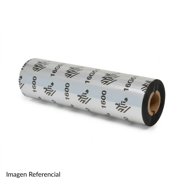 Cinta Ribbon de Cera Zebra 1600 Standard - 110mm x 70m - Core 0.5" - Negro - Caja 24 Piezas - 01600GS11007