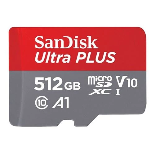 Tarjeta de Memoria Sandisk 512GB Ultra PLUS MicroSDXC Class 10 / U1 / UHS-1 / V10 Flash Memory Card