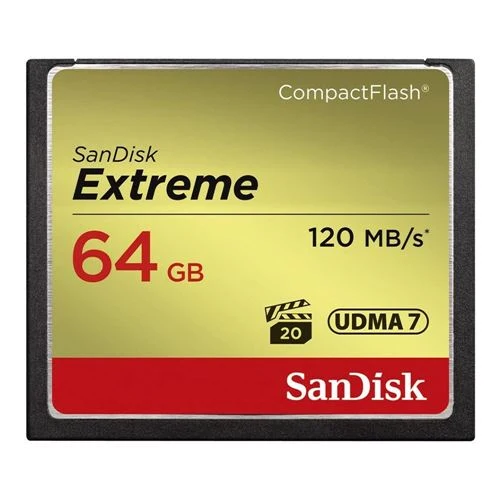 Tarjeta de Memoria Sandisk 64GB Extreme CompactFlash VPG-20/UDMA 7 Flash Memory Card